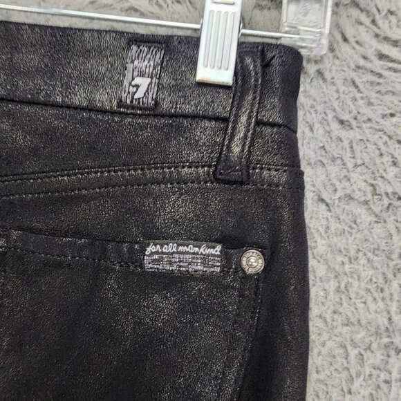 7 For All Mankind Jeans Womens 26 Black Stretch Mid Rise Jeggings Leggings - Picture 9 of 12